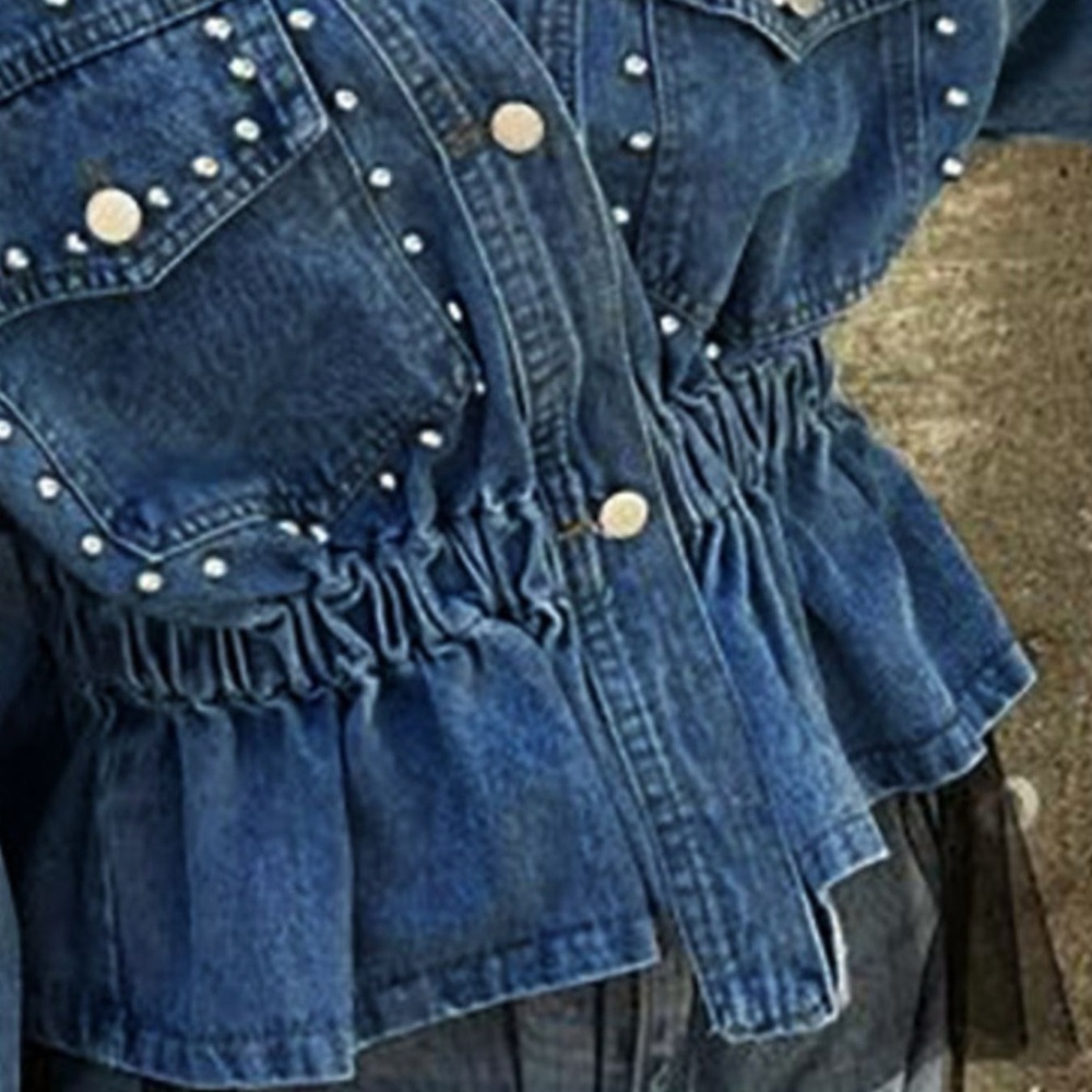 Studded Button Up Denim Jacket - image 8